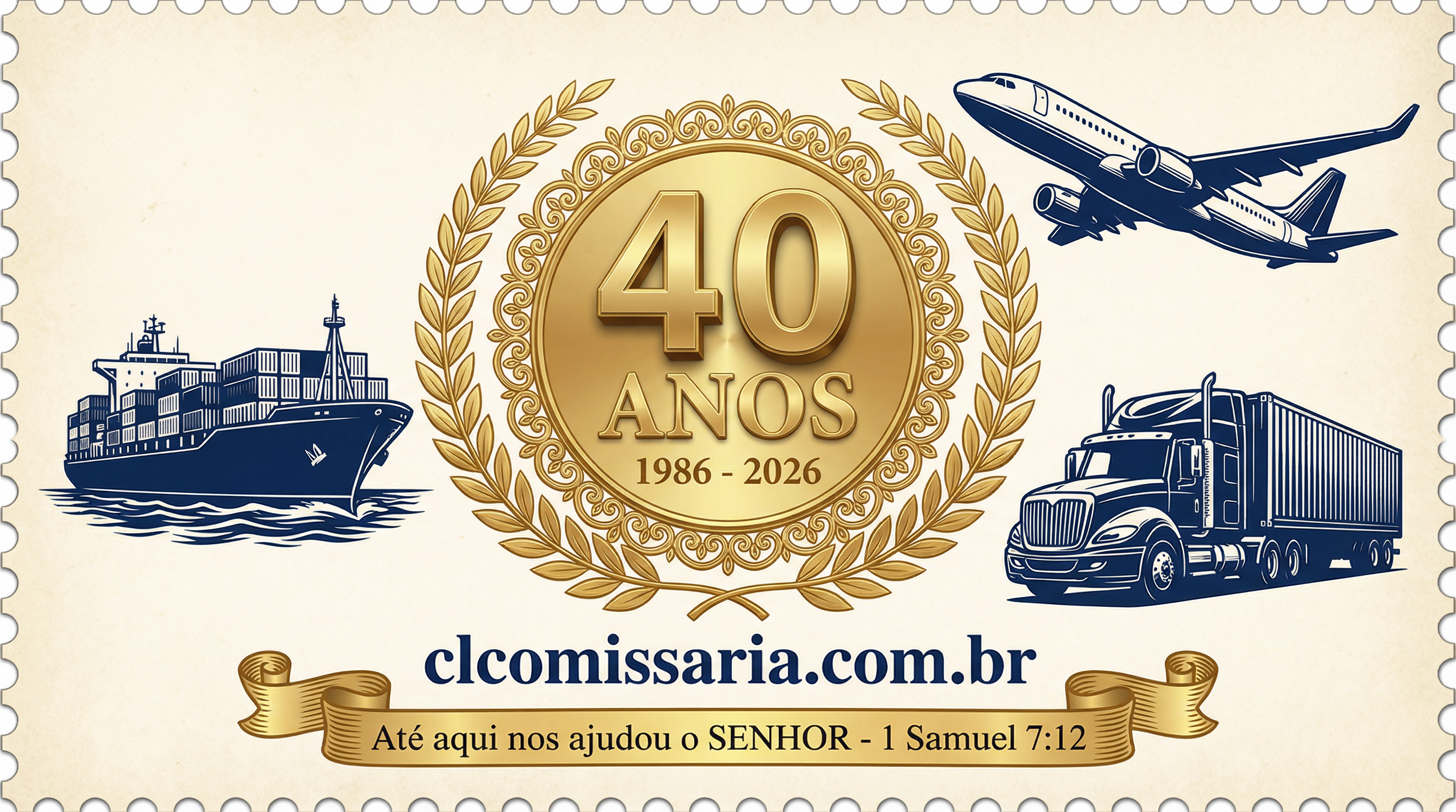Selo Comemorativo 40 Anos - CL Comissária Importadora e Exportadora - 1986 a 2026